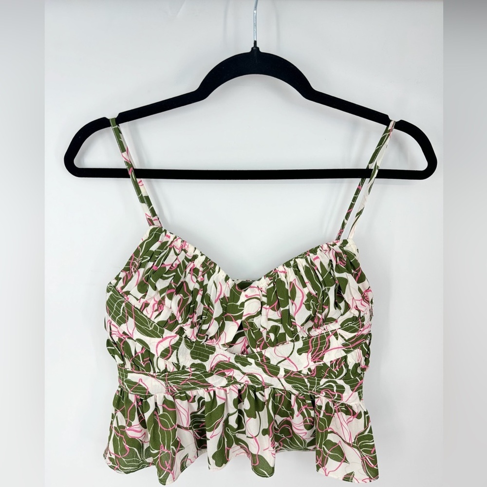 Parker Floral Zip Up Spaghetti Strap Babydoll Crop Top